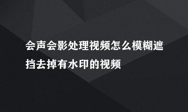 会声会影处理视频怎么模糊遮挡去掉有水印的视频