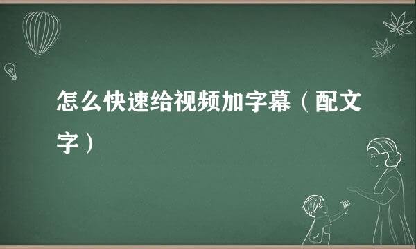 怎么快速给视频加字幕（配文字）