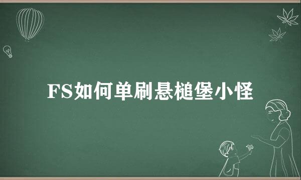 FS如何单刷悬槌堡小怪